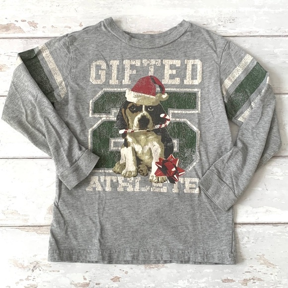 greendog Other - Boys 5T Christmas Dog Shirt Greendog Brand Gray Long Sleeves 100% Cotton Size 5